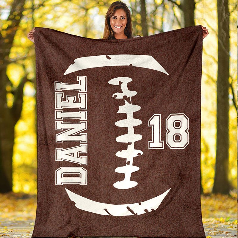Customized Football Blanket with Your Name and Number
