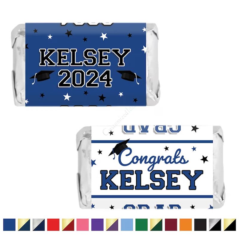 Personalized Graduation Mini Candy Bar Wrapper Label Stickers