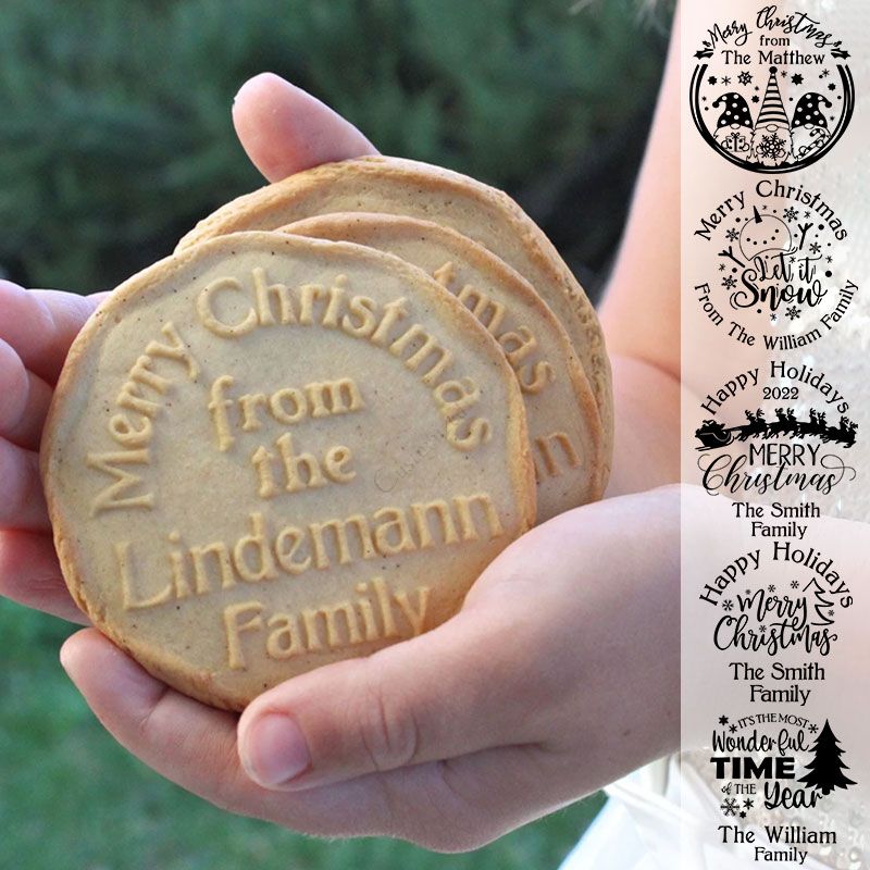 Personalized Family Name Christmas Cookie Stamp, Teacher Gift, Baking Gifts, Neighbor Gift