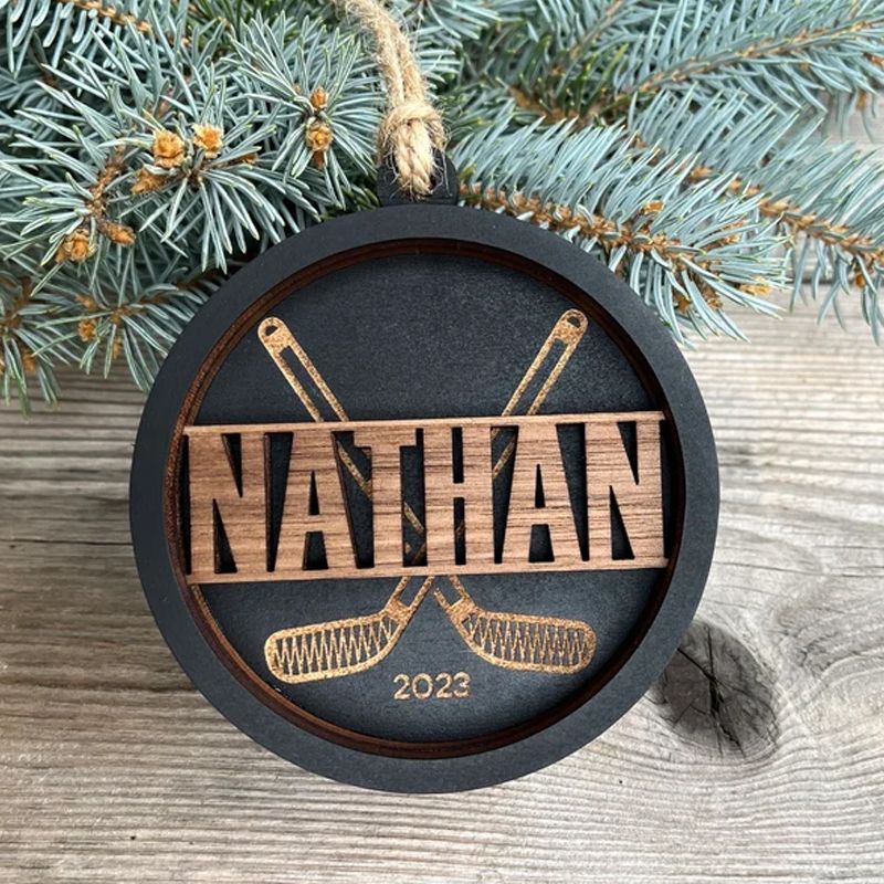 Personalized Hockey Puck Ornament Gift for Hockey Player