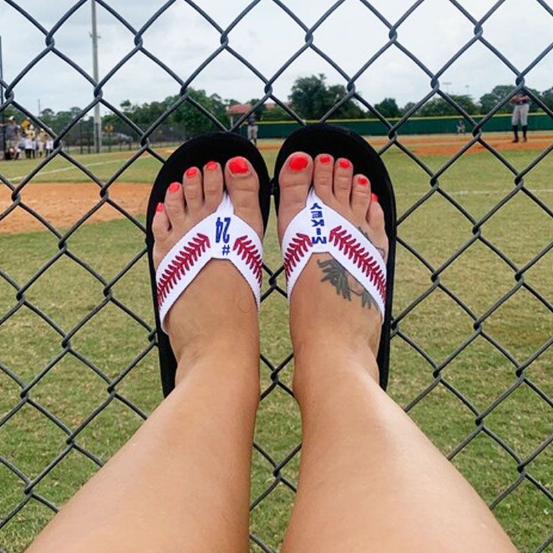 Baseball Flip Flops Personalized Baseball Mom Flip Flops