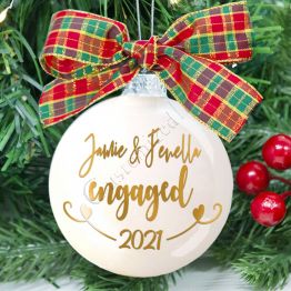 Custom Married and Engaged 2021 Christmas Ornament