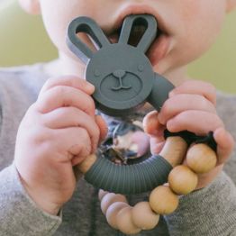 Personalised Bunny Teether, Easter Wooden Teething Ring