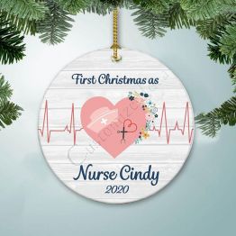 First Christmas Year as Nurse Ornament Personalized With Name and Year