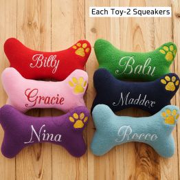 Personalized Bone Dog Toy with 2 Squeakers