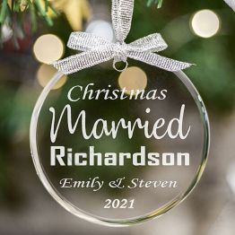 Personalized Glass Christmas Married(MR. & MRS.) Ornament