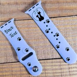 Personalized Silicone Watch Band Cats, Paws