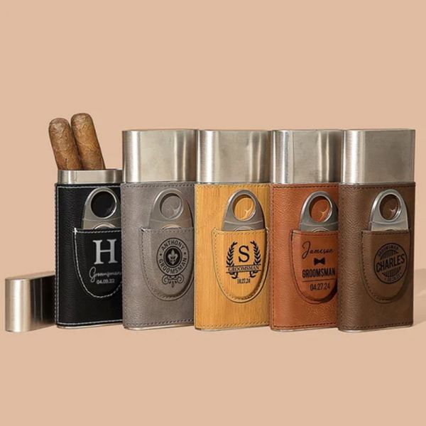 Monogrammed Travel Cigar Case with Cigar Cutter (Personalized Product)
