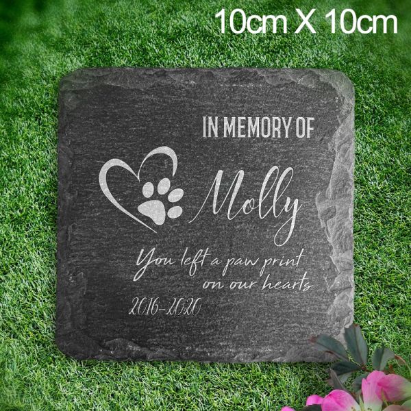Pet Memorial Plaque Personalised Engraved Natural Slate Stone for Dog Cat Pig 