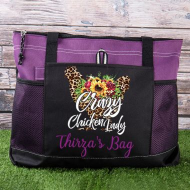 Crazy Chicken Lady Sunflowers and Leopard Print Floral Tote Bag