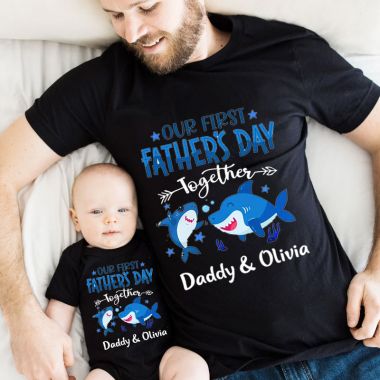 Cute Shark Daddy and Me Outfit First Father's Day Gift Set