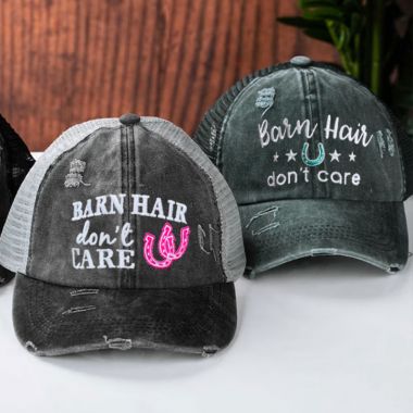 Embroidered Barn Hair Dont Care Ponytail Caps Horses Riding Gifts for Adults & Kids