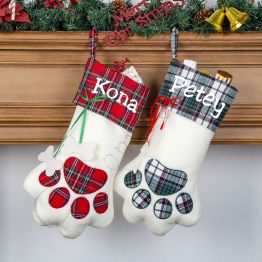 Personalized Paw-shaped Christmas Pet Stocking