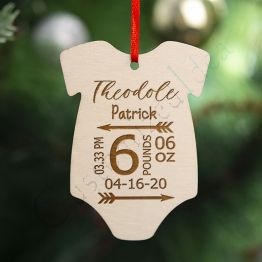 Baby's First Christmas Wood Baby Stats Ornament
