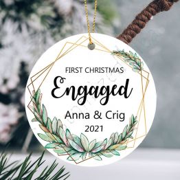 Customized Our First Christmas Ceramics ornament for Engagement
