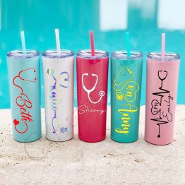 Customized Gift For Healthcare Worker  20oz Skinny Tumbler