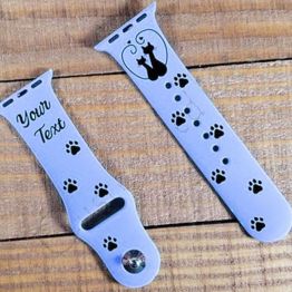 Personalized Silicone Watch Band Cats, Paws