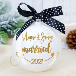 Custom Married and Engaged 2021 Christmas Ornament