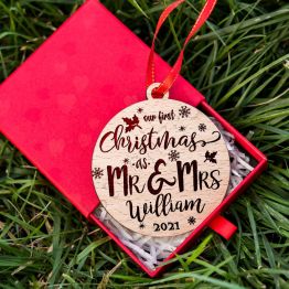 First Christmas as Mr and Mrs Personalized ornament