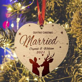 Personalized Heart Wood Our First Christmas Ornament