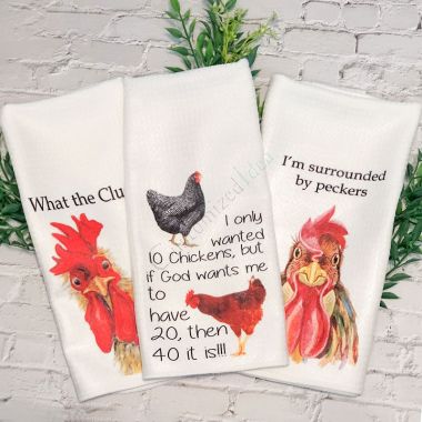 Chicken and Rooster Kitchen Towel - Funny Farm Animal Fans Gift