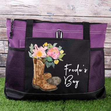 Cowboy Boots Southern Flower Girl Multi-function Tote Bag