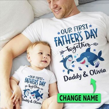 Cute Shark Daddy and Me Outfit First Father's Day Gift Set