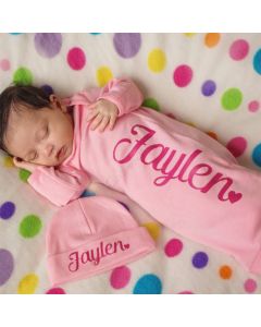 New Baby Coming Home Outfit Personalized Baby Gown with Baby Hat