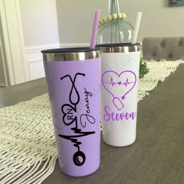 Personalized Tumbler For Healthcare Worker Gift, 22oz Tumbler with Straw