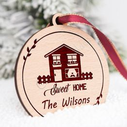 Personalized Christmas Sweet Home Wood Ornament