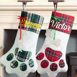 Personalized Class Plaid Paw&Foot Pet Stocking Family Stocking