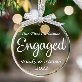 Personalized Glass Christmas Engraved Married Ornament
