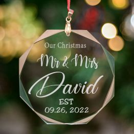 Personalized Our First Christmas Crystal Ornament (Mr & Mrs)