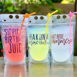 Custom Reusable Party Pouch | Drink Pouches Girls Trip Girls Weekend