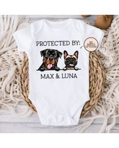 Baby Shower Gift, Protected By Dog Onesie®, Custom Dog Onesie®