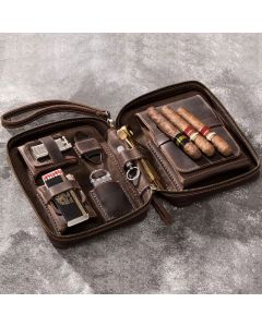 Leather Travel Cigar Box Case For Cigar Accessories