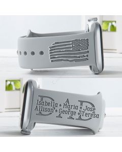 Dad American Flag Patriotic Personalize Watch Band with Children's Names