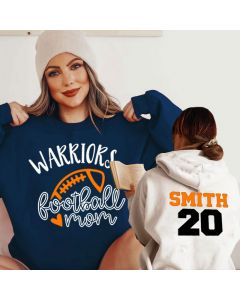 Football Mom Sweatshirt with Kid's Name, Number, and Mascot