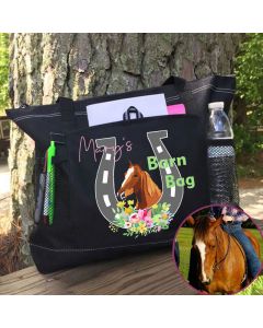 Horse Tote Bag, Personalized Saddles Up Barn Tote Bag, With 9 colors