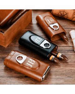 Personalized Leather Cigar Holder Cigar Travel Case