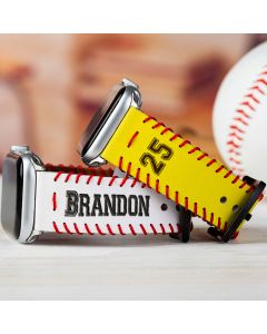 Personalized Baseball&Softball Leather and Nylon Strap for Apple Watch