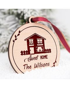 Personalized Christmas Sweet Home Wood Ornament