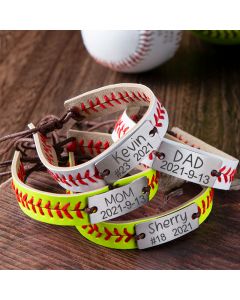 Personalized Leather Stitch Bracelet for Baseball/Softball Lovers