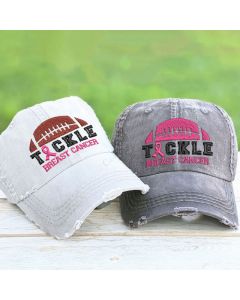 Tackle Breast Cancer & Football Cap Wear Pink Ribbon Hat